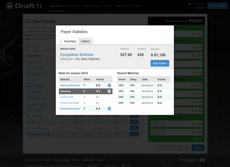 Sporty Systems - Draft11 - Player Statistics